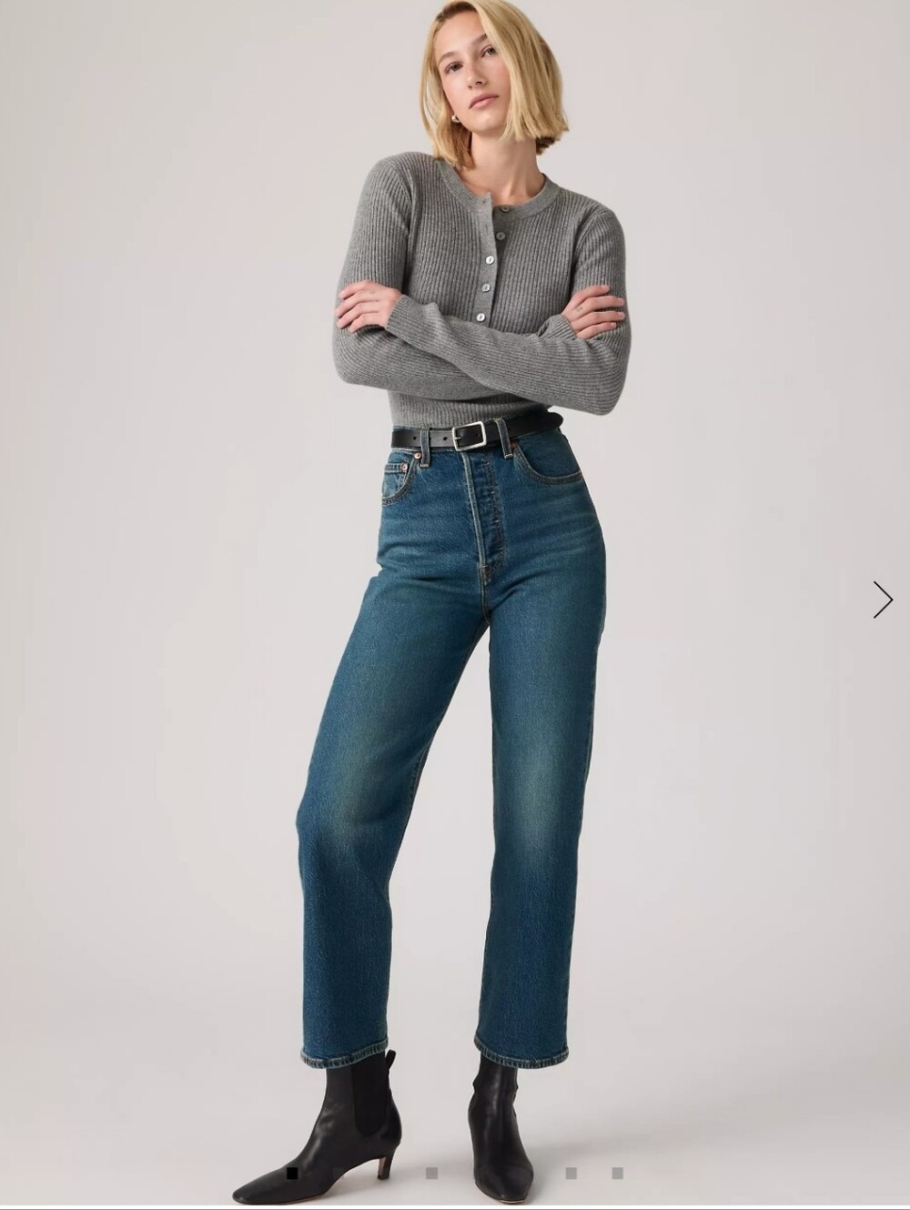 Levi's High-Rise Ribcage Straight Leg Dark Wash Jeans Size 28